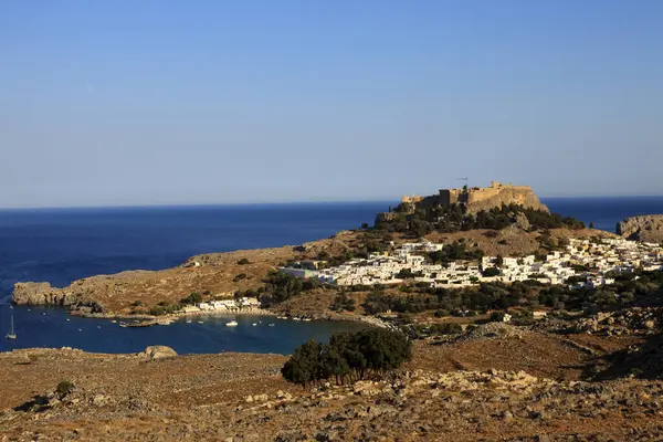 Lindos Rodas Grecia Junio 2014 Vista Del Pueblo Lindos Rodas — Foto de Stock