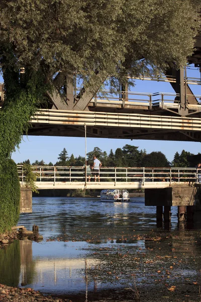 Sesto Calende Italia Septiembre 2016 Puente Entre Lombardía Piamonte Lombardía — Foto de Stock