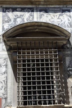 Firenze, İtalya - 21 Nisan 2017: Bianca Cappello sarayı cephesi ve Floransa, Firenze, Toskana, İtalya