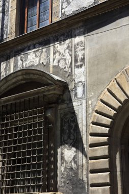 Firenze, İtalya - 21 Nisan 2017: Bianca Cappello sarayı cephesi ve Floransa, Firenze, Toskana, İtalya