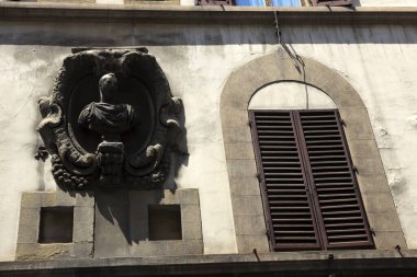 Firenze, İtalya - 21 Nisan 2017: Pitti-mannelli saray cephesi, Floransa, Firenze, Toskana, İtalya