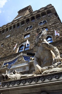 Firenze, İtalya - 21 Nisan 2017: Bartolommeo Bandinelli tarafından Piazza della Signoria, Florence, Firenze, Tuscany, İtalya