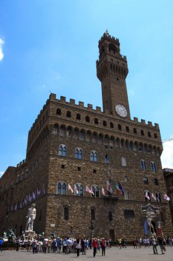 Firenze, İtalya - 21 Nisan 2017: Floransa, Firenze, Toskana, İtalya Palazzo Vecchio