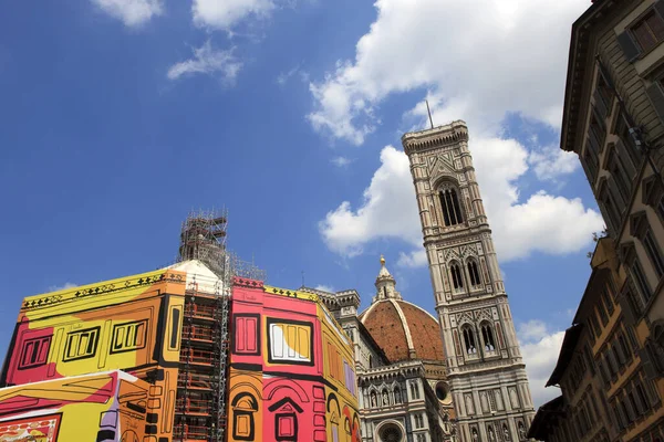 Firenze Italia Abril 2014 Duomo Giotto Campanile Brunelleschi Cupola Covered — Foto de Stock