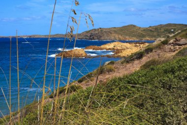 Cala Pregonda, Menorca / İspanya - 23 Haziran 2016: Cala Pregonda Biyosfer rezerv alanı görünümü, Menorca, Balearic Adaları, İspanya 