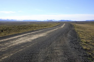 Kjolur / İzlanda - 25 Ağustos 2017: Kjolur Highland Yolu, İzlanda, Avrupa