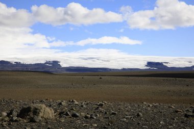 Kjolur / İzlanda - 25 Ağustos 2017: Kjolur Highland Yolu boyunca manzara, İzlanda, Avrupa