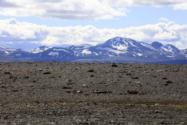 Kjolur - İzlanda - 25 Ağustos 2017: Kjolur Highland Yolu boyunca manzara, İzlanda, Avrupa