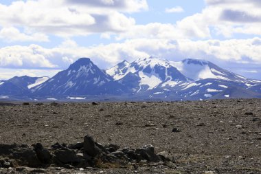 Kjolur - İzlanda - 25 Ağustos 2017: Kjolur Highland Yolu boyunca manzara, İzlanda, Avrupa