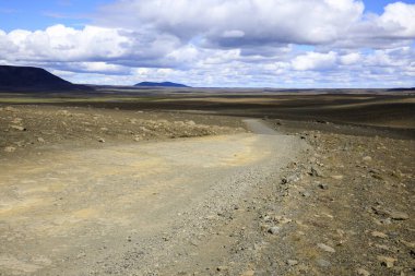 Kjolur - İzlanda - 25 Ağustos 2017: Kjolur Highland Yolu boyunca manzara, İzlanda, Avrupa