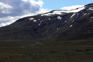 Kjolur - İzlanda - 25 Ağustos 2017: Kjolur Highland Yolu boyunca manzara, İzlanda, Avrupa