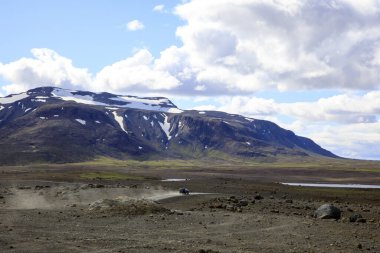 Kjolur - İzlanda - 25 Ağustos 2017: Kjolur Highland Yolu boyunca manzara, İzlanda, Avrupa