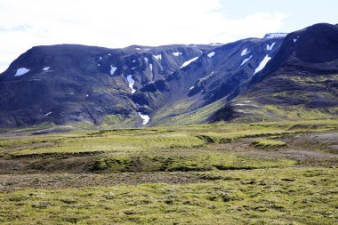 Kjolur - İzlanda - 25 Ağustos 2017: Kjolur Highland Yolu boyunca manzara, İzlanda, Avrupa