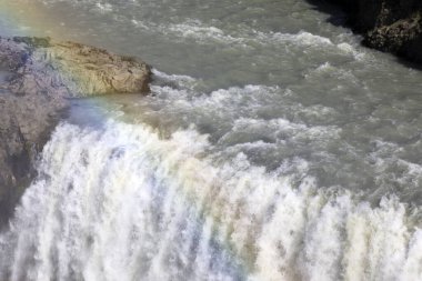Gullfoss - İzlanda - 25 Ağustos 2017: Meşhur Gullfoss Şelalesi, İzlanda, Avrupa