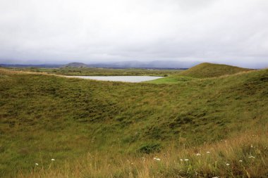 Myvatn / İzlanda - 26 Ağustos 2017: Myvatn Gölü bölgesi, Avrupa