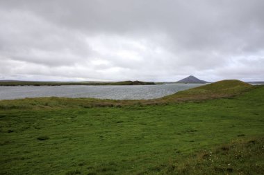 Myvatn / İzlanda - 26 Ağustos 2017: Myvatn Gölü bölgesi, Avrupa