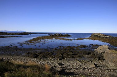 Vatnsnes / İzlanda - 27 Ağustos 2017: Vatnsnes yarımadasındaki sahil ve deniz, İzlanda, Avrupa