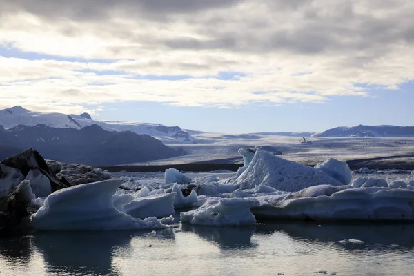 Jokulsarlon Ισλανδία Αυγούστου 2017 Παγωμένοι Σχηματισμοί Και Παγόβουνα Στη Λιμνοθάλασσα — Φωτογραφία Αρχείου