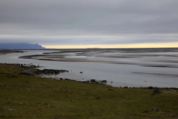 Island Srpna 2017 Typické Severní Světlo Moře Blízkosti Ring Road — Stock fotografie