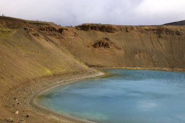 İzlanda - 30 Ağustos 2017: Krafla volkanik bölgesinde Viti krateri, Avrupa 