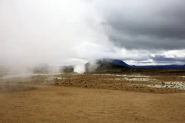 Хверир Исландия Августа 2017 Года Геотермальная Серная Зона Хверира Возле — стоковое фото