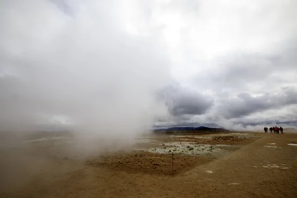 Hverir Iceland Серпня 2017 Геотермальна Сірчана Області Поблизу Гори Намафйолл — стокове фото