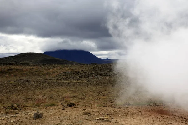 Hverir Iceland August 2017 Hverir Geothermal Sulfur Area Namafjall Mountain — Stock Photo, Image