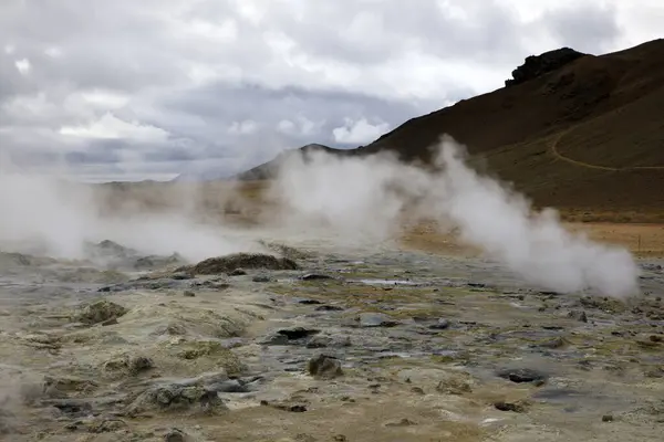 Hverir Iceland Серпня 2017 Геотермальна Сірчана Області Поблизу Гори Намафйолл — стокове фото