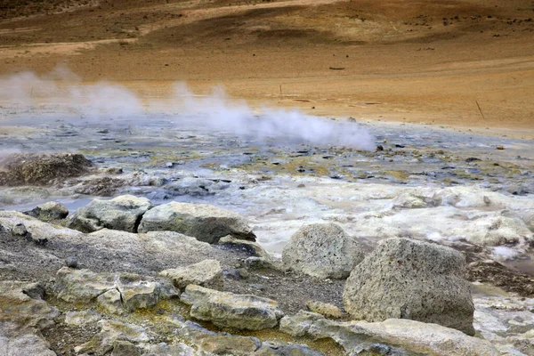 Hverir Izland Augusztus 2017 Hverir Geotermikus Kénes Terület Közelében Namafjall — Stock Fotó