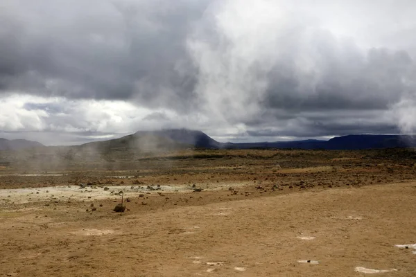 Hverir Izland Augusztus 2017 Hverir Geotermikus Kénes Terület Közelében Namafjall Stock Kép