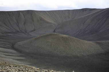 Myvatn / İzlanda - 30 Ağustos 2017: Hiverfjall volkanı krateri, İzlanda, Avrupa