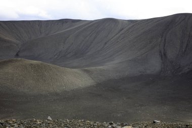 Myvatn / İzlanda - 30 Ağustos 2017: Hiverfjall volkanı krateri, İzlanda, Avrupa
