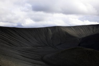 Myvatn / İzlanda - 30 Ağustos 2017: Hiverfjall volkanı krateri, İzlanda, Avrupa
