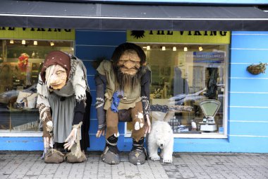 Akureyri / Iceland - August 30, 2017: Souvenir shop in Akureyri village, Iceland, Europe
