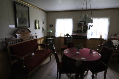 Akureyri / İzlanda - 26 Ağustos 2017: Laufas Halk Müzesi 'nde evler, İzlanda, Avrupa