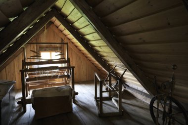 Akureyri / İzlanda - 26 Ağustos 2017: Laufas Halk Müzesi 'nde evler, İzlanda, Avrupa