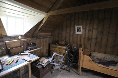 Akureyri / İzlanda - 26 Ağustos 2017: Laufas Halk Müzesi 'nde evler, İzlanda, Avrupa