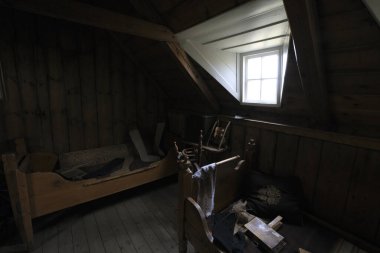Akureyri / İzlanda - 26 Ağustos 2017: Laufas Halk Müzesi 'nde evler, İzlanda, Avrupa