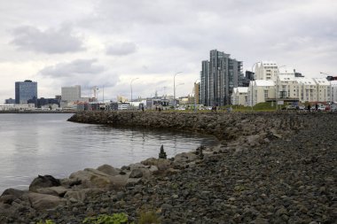 Reykjavik / İzlanda - 15 Ağustos 2017: Reykjavik şehir görüşü, İzlanda, Avrupa