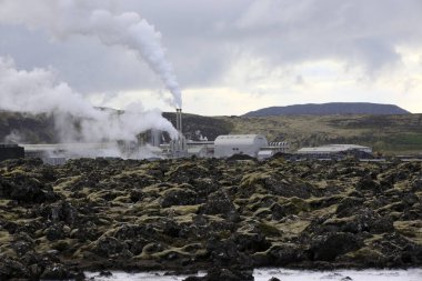 Grindavik / Iceland - August 15, 2017: The geothermal power plant near blue lagoon, Reykjavik, Iceland, Europe