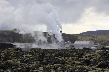 Grindavik / Iceland - August 15, 2017: The geothermal power plant near blue lagoon, Reykjavik, Iceland, Europe