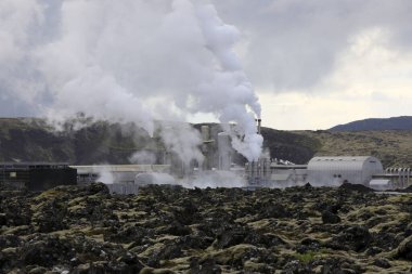 Grindavik / Iceland - August 15, 2017: The geothermal power plant near blue lagoon, Reykjavik, Iceland, Europe