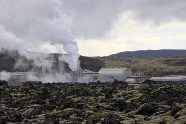 Grindavik / Iceland - August 15, 2017: The geothermal power plant near blue lagoon, Reykjavik, Iceland, Europe