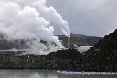 Grindavik / Iceland - August 15, 2017: The geothermal power plant near blue lagoon, Reykjavik, Iceland, Europe
