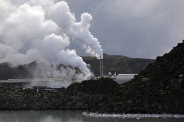 Grindavik / Iceland - August 15, 2017: The geothermal power plant near blue lagoon, Reykjavik, Iceland, Europe