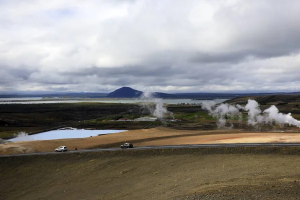 Hverir Iceland August 2017 Hverir Geothermal Sulfur Area Namafjall Mountain — Stock Photo, Image