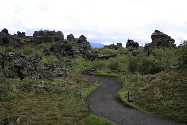 Myvatn Islandia Agosto 2017 Formación Rocas Volcánicas Área Parque Dimmuborgir —  Fotos de Stock