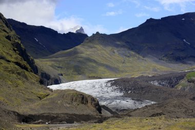 Skaftafell / İzlanda - 18 Ağustos 2017: Skaftafellsjokull dil glacie İzlanda, Avrupa
