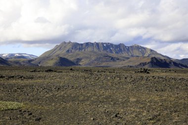 Landmannalaugar / İzlanda - 15 Ağustos 2017: Landmannalaugar parkı yakınlarındaki ıssız arazi, Avrupa 