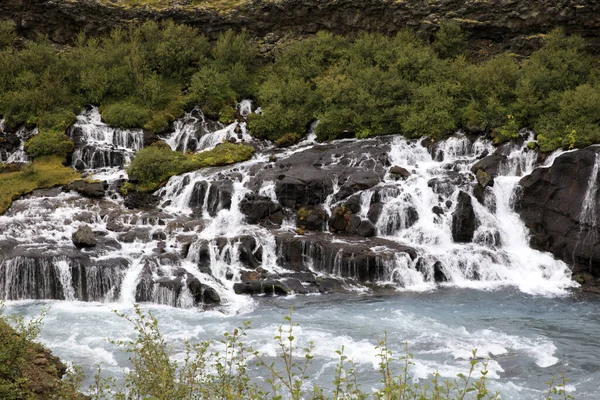 Hraunfossar Islande Août 2017 Chutes Eau Hraunfossar Formées Par Des — Photo